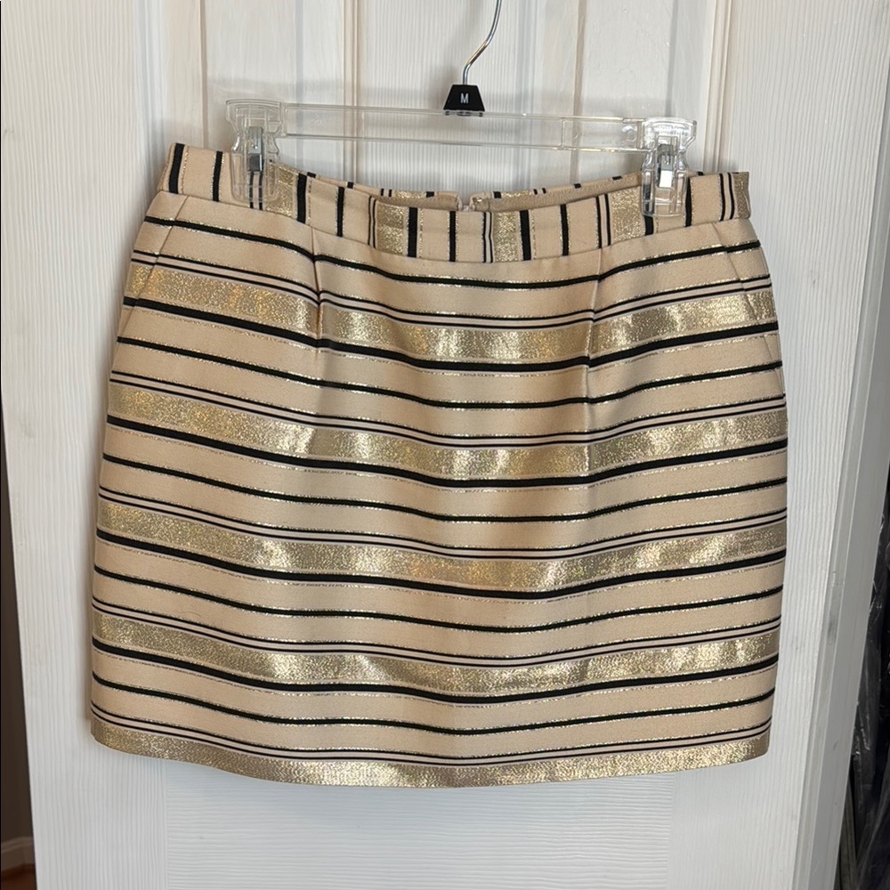 J. Crew Gold and Black Striped Pencil Skirt